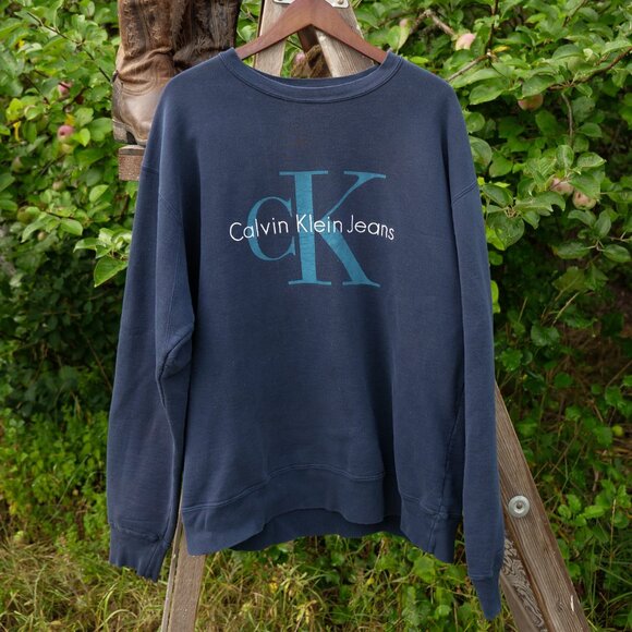 Vintage Calvin Klein Crewneck Sweatshirt 90s Streetwear Thrift Crew Pullover - Picture 6 of 10